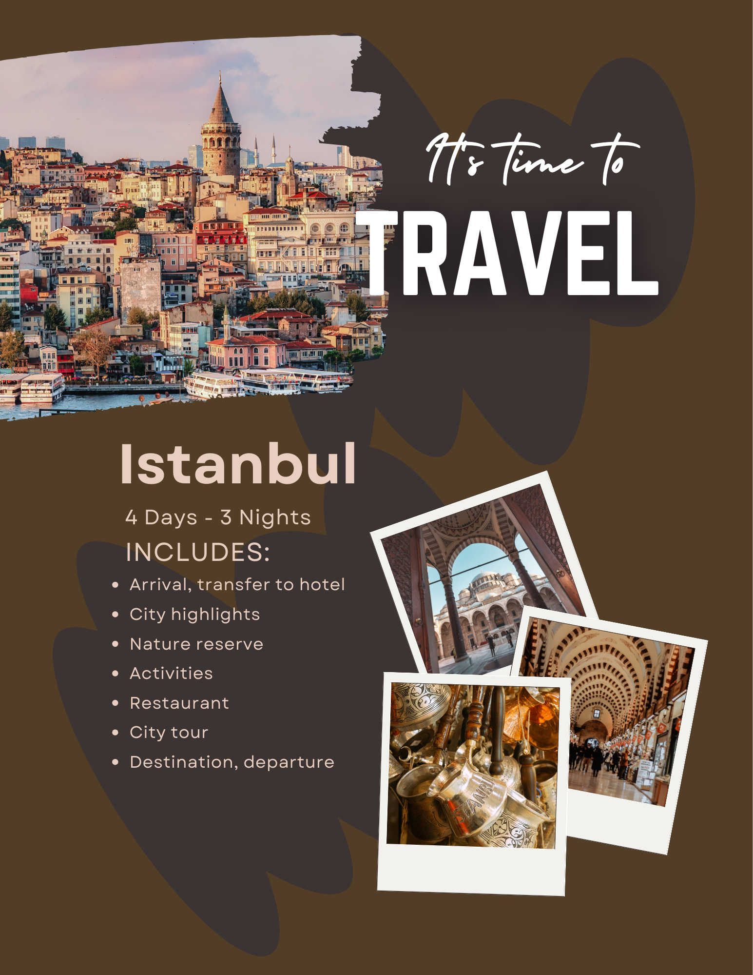 brown beige modern turkey travel flyer